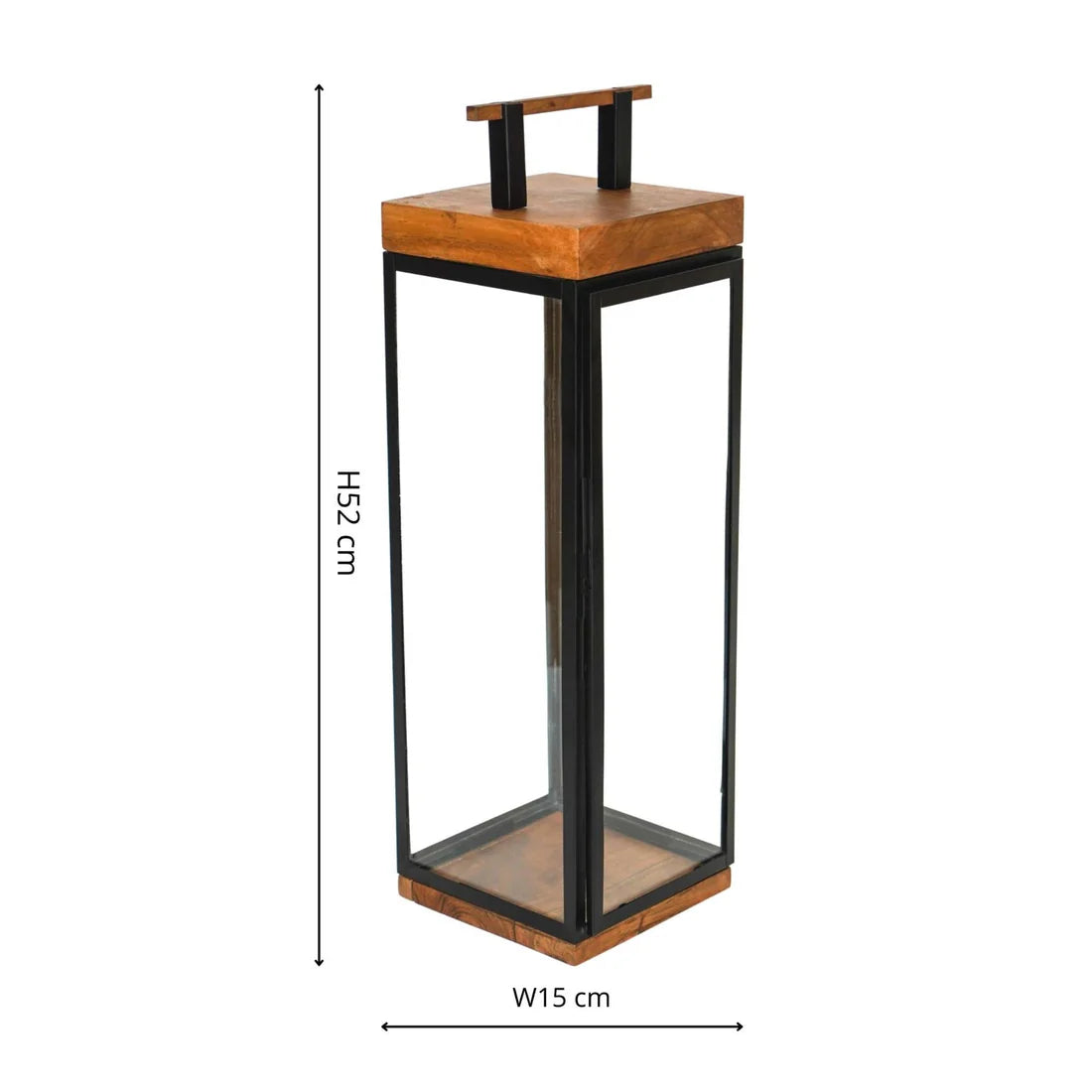 Grace Tall Lantern in Acacia Wood and Black