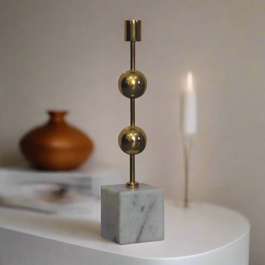 marble brass bubble candle holder
