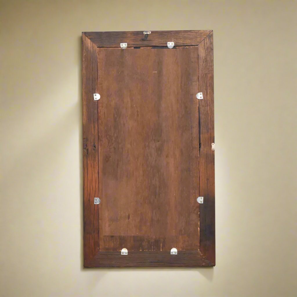 back of recycled wood mirror