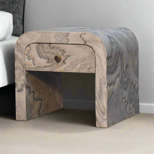 marble effect bedside table