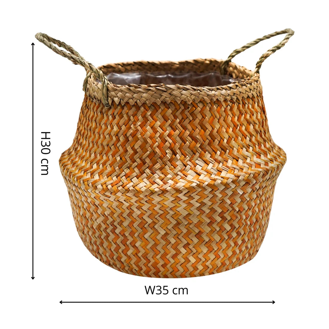 Seagrass Chevron Lined Basket Medium