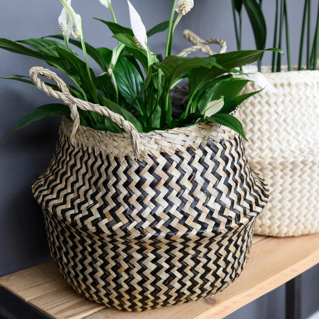 Seagrass Chevron Lined Basket Medium