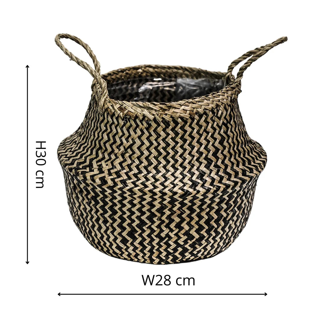 Seagrass Chevron Lined Basket Medium