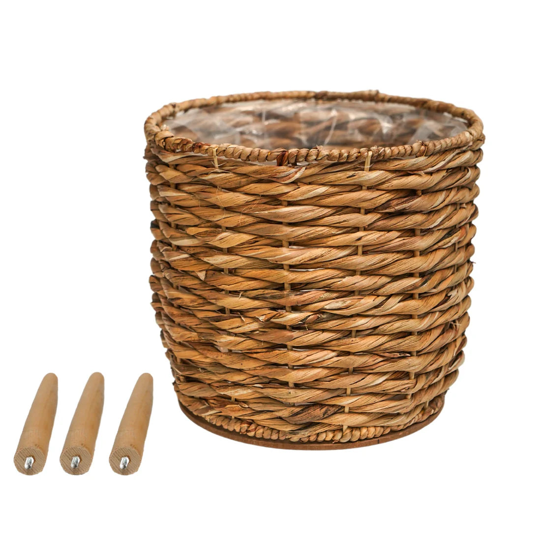 Water Hyacinth Lined basket on Legs