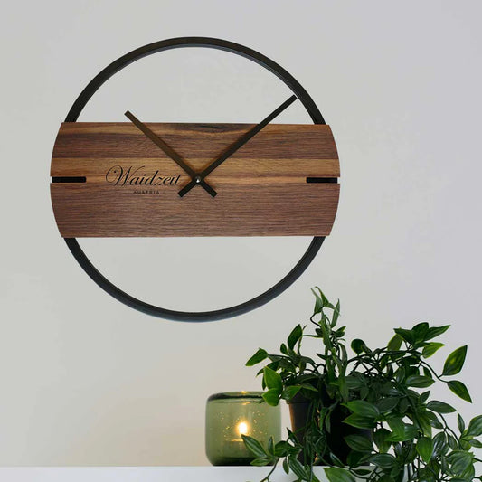 upcycled walnut wall clock