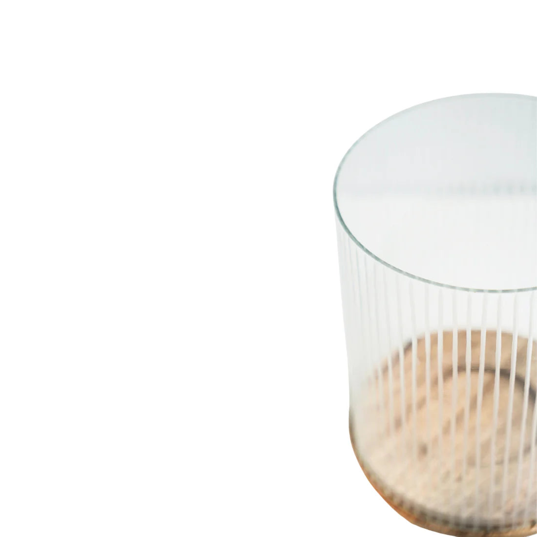 top shot of ribbed recycled glass candle holder