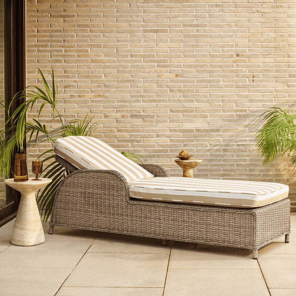 sunlounger with adjustable back and cushion padding