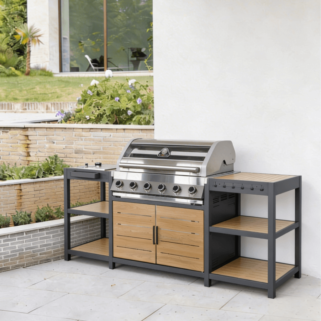 The Best Outdoor Kitchen Set-ups for Summer 2026 for Sustainable Brands Savannah Hybrid Outdoor Kitchen - 6 Burner - Oak