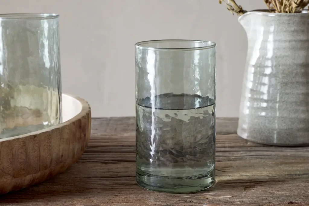 The Honest Nkuku Recycled Glassware Review: We Look At 10 Tumblers, Highballs and Gin Glasses sage green highball glass made from recycled glass