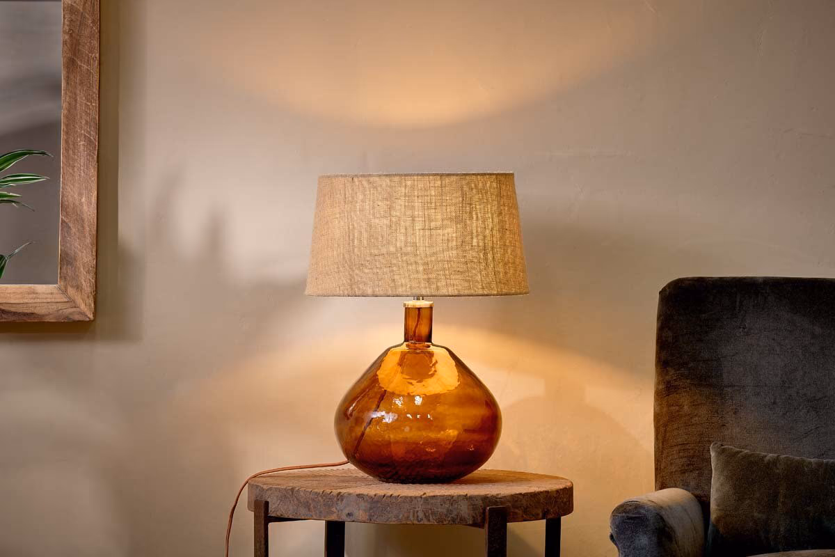 Baba Recycled Glass Lamp - Burnt Amber - Large Wide by Nkuku