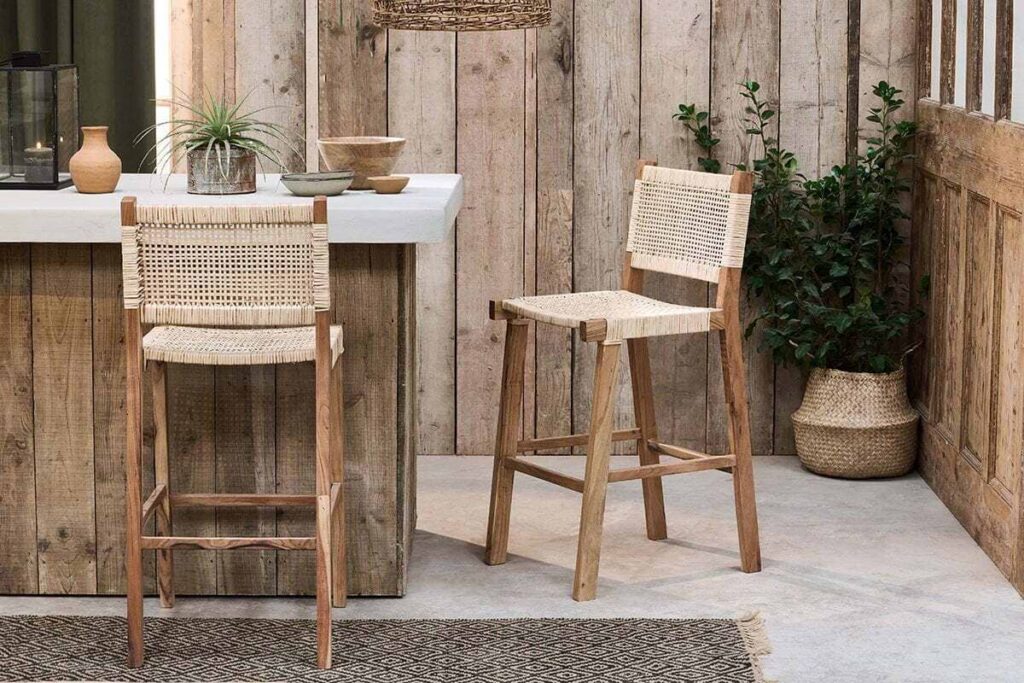 Madrisana upholstered bar stool by Nkuku