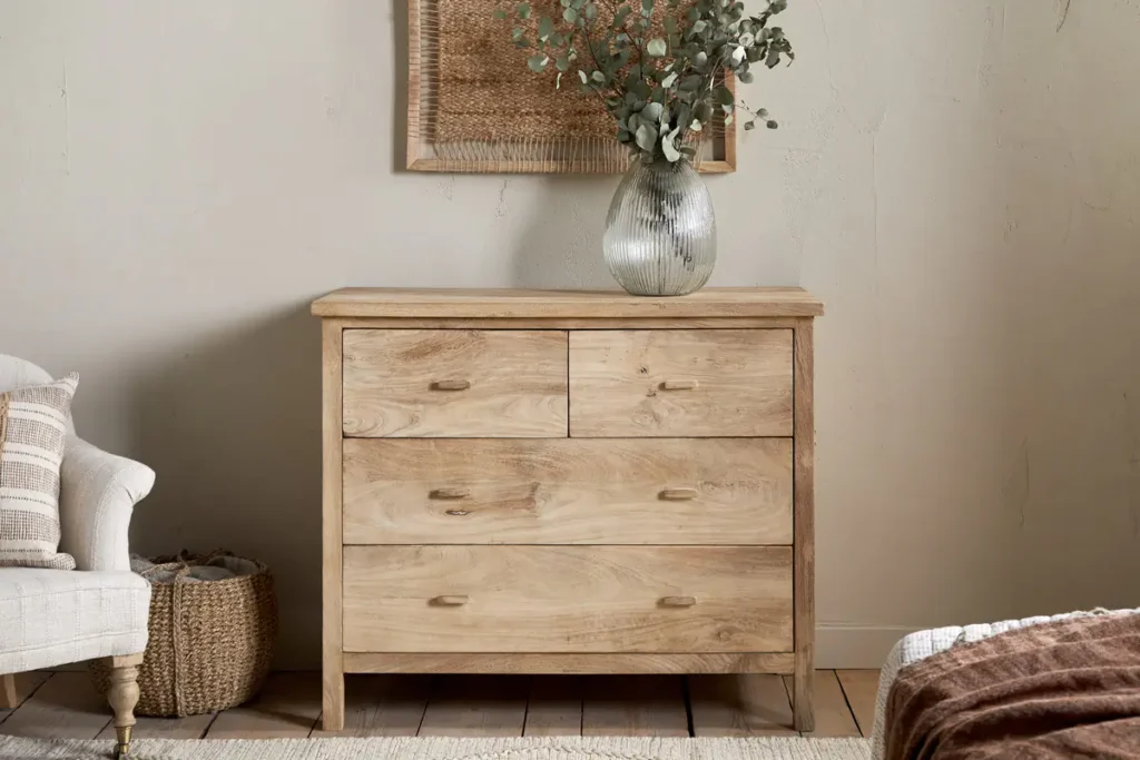 Vivian grooved chest of drawers in natural by Nkuku