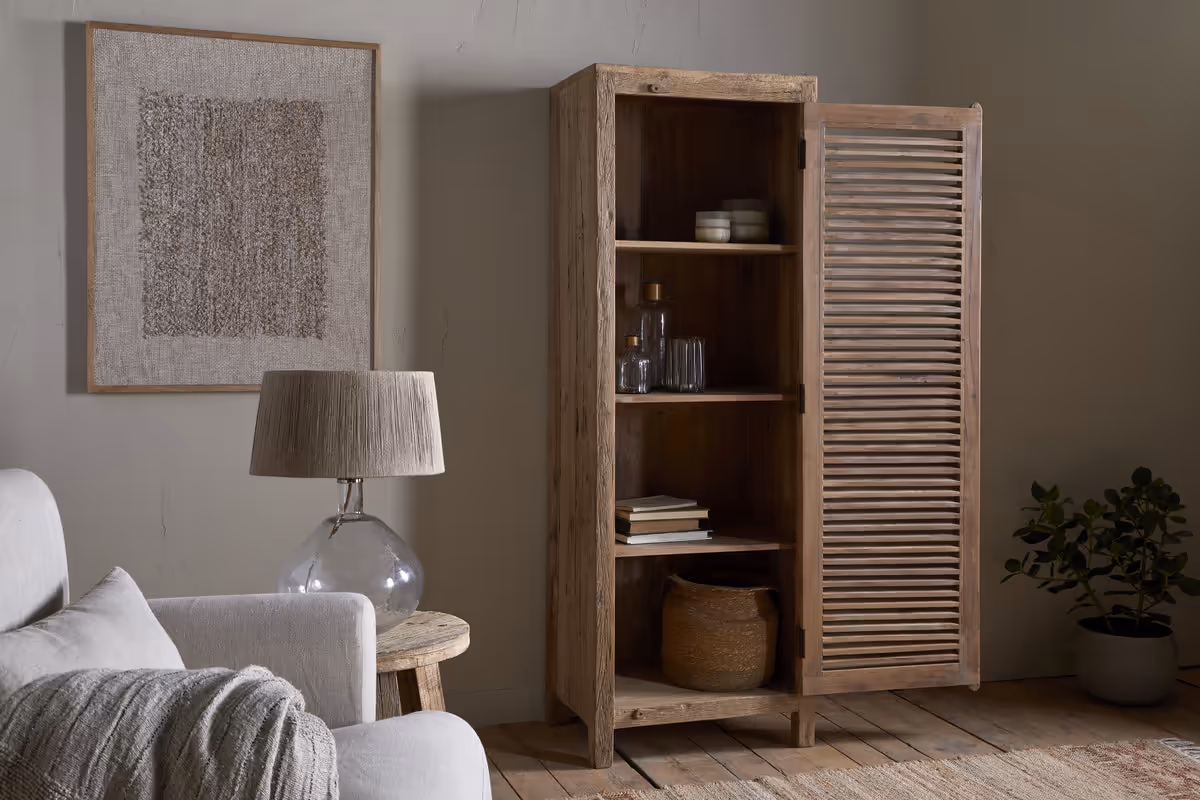 Ibo reclaimed wood slatted cabinet in natural 