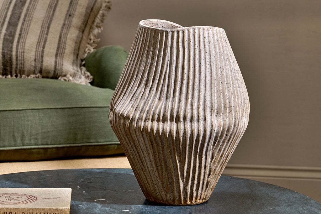 Ceramic organic shape vase in asymmetric form by Nkuku.