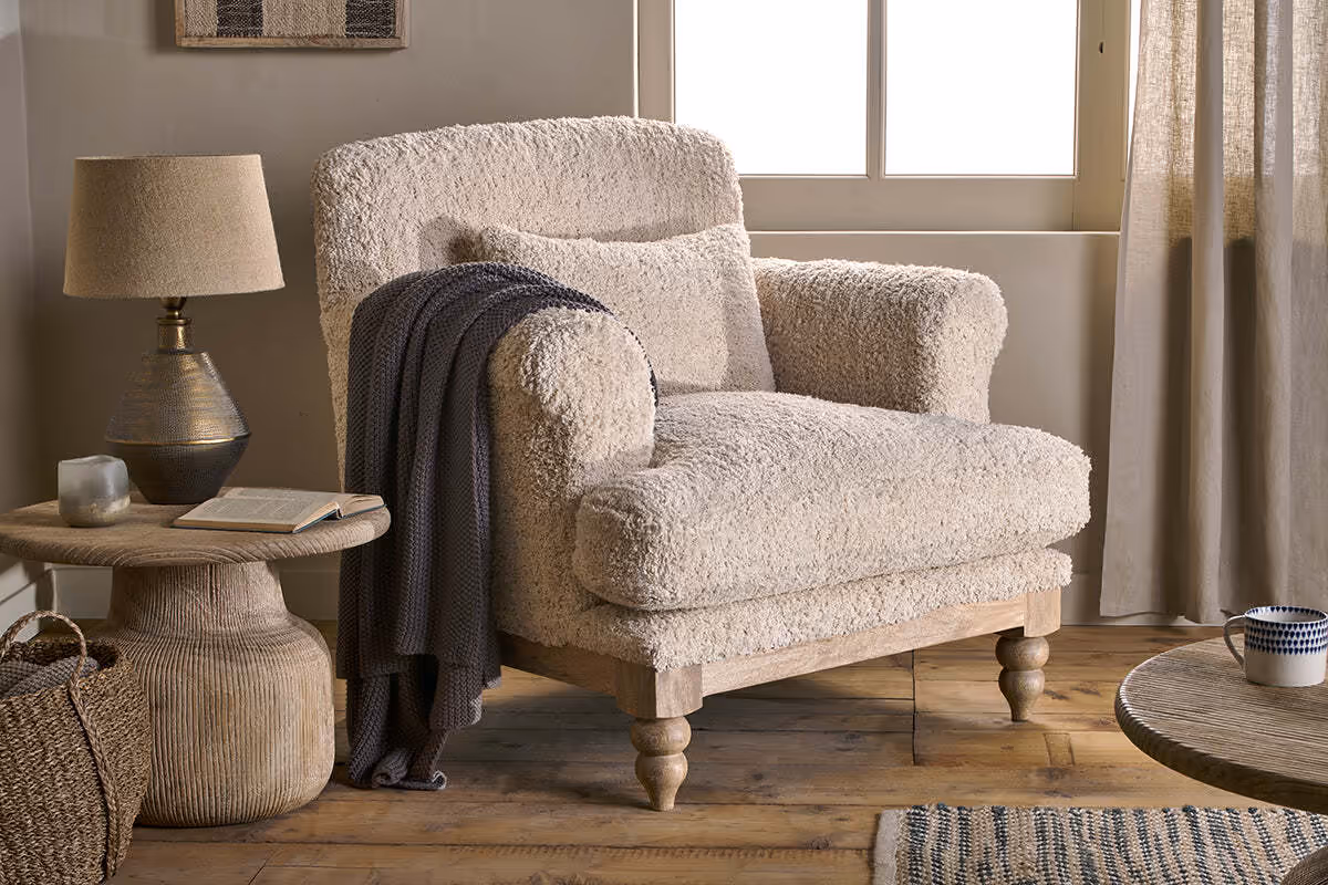 Otas Teddy Cotton Armchair - Off White
