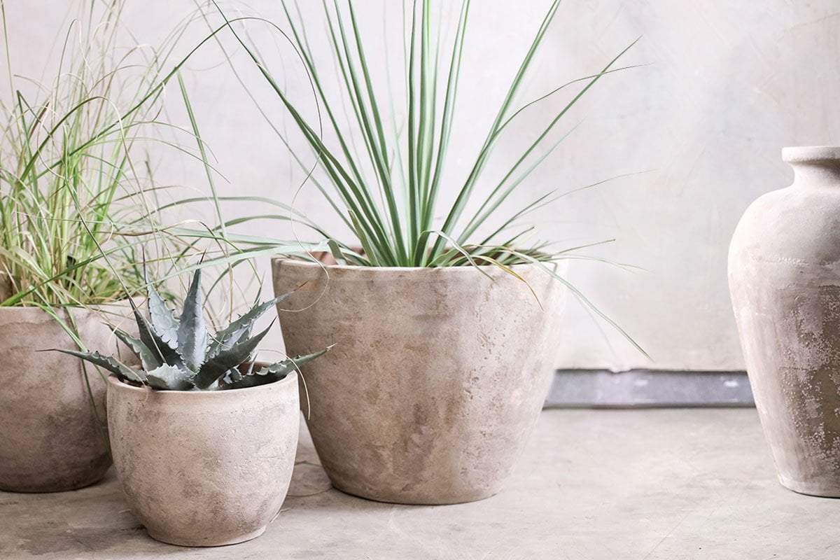 Clay planter in large size by Nkuku 40 x 50cm diameter.
